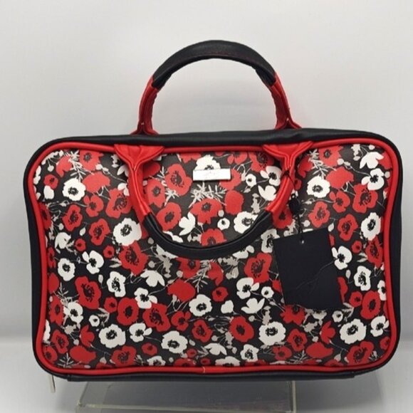 Jones New York Travel Toiletry Cosmetic  Case Make Up Bag Red & White Floral - Picture 1 of 4